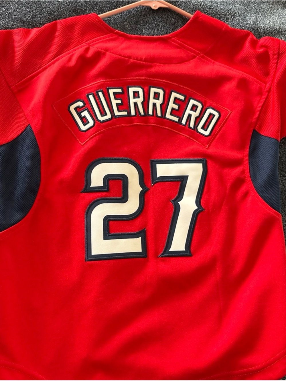 Nike Red Guerrero #27 Baseball Jersey with Navy Accents